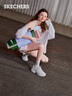 斯凯奇（Skechers）女鞋秋冬小白鞋蕾丝休闲运动熊猫鞋黑色增高厚底老爹鞋11959 白色/WHT 36.5 实拍图