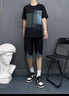 顶峰保罗（Dingfengbaoluo）短袖t恤套装男士休闲运动夏季潮搭配帅气纯棉薄款KPR01黑色L 实拍图