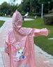 牧萌儿童雨衣带书包位男童女童女孩加长全身学生雨披 粉美人鱼 XL 实拍图