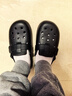 朴西厚底包头半拖女士夏外穿洞洞鞋 珍珠黑  35-36 实拍图