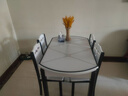 田园驿站钢化玻璃餐桌家用实木餐桌椅组合简约小户型可伸缩折叠圆吃饭桌子 【方格玻璃】颜色自选 1.35m 【一桌六木椅】 实拍图