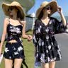 昙蓓漫大码泳衣女显瘦遮肚200斤胖妹妹分体泡温泉泳衣三件保守遮肉泳装 黑色3XL码（建议145-165斤） 【防晒透气/显瘦遮肚保守】 实拍图