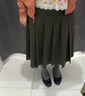 优衣库女装宽褶中裙/半身裙裙子25秋冬新款479916 57 深橄榄色 M /160/68A 实拍图