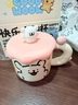 言仓线条小狗快乐小狗马克杯水杯实用女生闺蜜生日礼物牛奶咖啡陶瓷杯 粉球小白+杯盖 实拍图