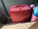 喜朗顿结婚行李箱女方新娘陪嫁箱婚礼酒红色拉杆箱嫁妆密码箱婚嫁皮箱子 酒红色-直角铝框款 22英寸 【需托运】 实拍图