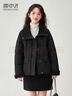 雪中飞2025冬季新款简约纯色翻领羽绒服女时尚百搭保暖短款外套 黑色 M (160) 实拍图