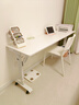 珠杉实木电脑桌升降桌家用小户型学生学习写字办公工作台床边上桌书桌 【实木无挡板】暖白色+白架 手摇升降 180x50x(73-95)cm 实拍图