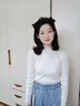 翊尚美毛衣女冬新款春秋季半高领针织衫女士打底衫修身显瘦蕾丝内搭上衣 白色【春季薄款】 M 【90-115斤】 实拍图