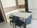 晨巢实木岩板餐桌椅家用小户型饭桌诧寂风长方形西餐桌简约餐厅家具 抗菌哑光纯白+黑色桌脚+全黑羊角椅 1.3米 一桌四椅【全托底板】 实拍图