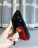 欧美黑色红底名媛高跟鞋女细跟性感2025爆款不累脚漆皮职业单鞋女 黑色红底 9cm 36 实拍图
