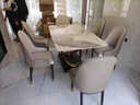 田园驿站简约轻奢岩板餐桌家用餐桌椅组合长方形大小户型吃饭大理石桌子 意大利灰【亮光岩板12MM厚度】 1.6m  一桌六椅【包安装】 实拍图