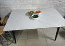 曼丘岩板餐桌家用轻奢现代简约小户型饭桌客厅长方形大理石餐桌椅组合 哑光白12mm（单桌） 120cm *宽60cm 实拍图