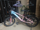 凤凰山地自行车男女变速山地车碟刹青少年儿童自行车学生单车 星际 蓝粉【单速+辐条轮】 18寸【适合120-155cm】 实拍图
