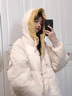 连帽短款棉衣女冬季韩版宽松学院风棉服外套撞色百搭面包服J601 米白色 M （100-115斤） 实拍图