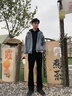 Cebrodz法国 牛仔裤男复古美式vibe春秋微喇高街裤子男水洗修身直筒男裤 黑色 XL 实拍图