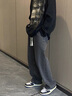 煋程裤子男春秋季牛仔裤男潮流百搭直筒宽松阔腿裤美式复古休闲裤长裤 K500深灰色 XL (建议体重130-140斤) 实拍图