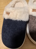 朴西冬季新款简约毛呢女士保暖居家棉拖鞋室内静音 静谧蓝 44-45 实拍图