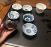 青花斗笠茶杯陶瓷大号主人瓷器功夫茶盏个人家用单茶杯子 （花色随机)80ml6只 实拍图