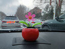 秋含汽车摆件 创意车载摆件太阳能摇摆太阳花摆件中控仪表台汽车饰品 红色丨太阳能摇摆丨小巧可爱 实拍图