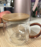 美斯尼 茶杯玻璃茶水分离杯子茶具竹盖带把手加厚耐热男女士玻璃泡茶杯 彩把手 380毫升 实拍图