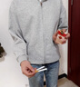 WASSUP HERMU官方潮流连帽卫衣男秋冬季运动休闲情侣套装大码外套潮牌长袖开衫 浅灰色 S （建议80-10斤） 实拍图