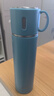 JRINKTEEA日本品牌保温杯男女士316不锈钢车载水杯泡茶杯焖茶杯带杯套 飞羽蓝+杯套杯刷580ml 实拍图