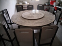 初屋 餐桌 岩板餐桌椅组合现代简约伸缩折叠圆桌家用小户型实木饭桌子 黑灰色-意大利灰岩板-实木椅 1.5m 一桌十椅 实拍图