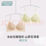 朵朵棉【2件更优惠】山茶花内衣女冰丝超薄透气10A抗菌无痕隐形聚拢文胸 香槟白+隐形肤（溢彩肩带） M 适合80-105斤（75A） 实拍图