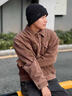 CACUSS纯羊毛毛线帽子男士秋冬加厚保暖护耳帽大头围套头针织帽黑深灰 实拍图