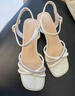 红蜻蜓凉鞋女夏季一字带粗跟法式高跟鞋气质搭裙女凉鞋WLK24083米白色36 实拍图