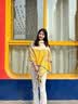 CYBER KITTEN韩系拼色玉兰花时尚仿羊绒围巾女秋冬季百搭气质围脖御寒保暖披肩 黄色 实拍图
