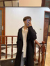 NYING双排扣风衣外套男春秋季新款潮牌韩系穿搭大码宽松中长款过膝大衣 黑色 XL （130-150斤） 实拍图