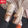 回力官方女鞋棉鞋女冬季加绒2025新款毛毛鞋孕妇豆豆鞋子女 米色 38 实拍图