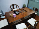 锦榆园老榆木实木茶桌椅组合办公室家用茶几一体现代简约功夫禅意泡茶台 1.5米茶桌+1围椅+4月牙椅/木茶盘 实拍图