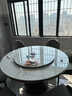 田园驿站意式轻奢岩板餐桌家用餐桌椅组合酒店吃饭圆桌子餐厅大理石餐桌 轻奢岩板餐桌 【带转盘带金圈】 1.3\m1桌6\椅 实拍图