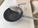 三禾微纳无涂层不粘炒锅可立盖炒菜锅无油烟含钛锅具32cm黛蓝青配钢铲 实拍图