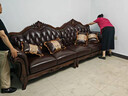 方牛【已售2W+】美式全实木沙发真皮大小户型简欧式雕花客厅别墅直排 【2.2米】三人位 【标准版】耐磨超纤皮＋45D高密度回弹海绵 实拍图