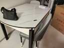 丰舍 餐桌 可变圆桌伸缩折叠实木岩板餐桌椅组合现代轻奢餐桌餐厅饭桌 黑白色-雪山白岩板-101皮椅 【1.35米】 一桌4椅 实拍图