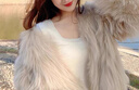 傲列2024秋冬轻奢品质貉子毛双面编织皮草女中长减龄狐狸毛毛外套大衣 豆沙色 均码 实拍图