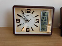 康巴丝（Compas）座钟客厅钟表台钟石英钟时钟现代日历温度床头钟3001 仿木 26cm 实拍图