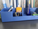 得力（deli） 加厚文件架筐子四栏框办公用品资料架档案文件收纳盒置物盘篮学生用书架简易桌上书立 蓝色-四联（自带笔筒） 实拍图