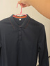 罗蒙（ROMON）抗皱长袖t恤男秋新款中青年商务休闲撞色翻领纯色POLO打底衫上衣 藏青 XL 180 （建议135-155斤） 实拍图