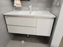 浪鲸浴室柜洗手盆柜组合陶瓷一体盆奶油风卫生间洗脸盆柜组合洗漱台 珍珠白|储物镜柜110cm 实拍图