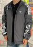 adidas经典三条纹运动连帽夹克外套男女春季阿迪达斯三叶草 深灰   S 实拍图