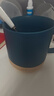 炊大皇马克杯 木底陶瓷杯高颜值办公防滑咖啡杯牛奶杯水杯 蓝色350ml 实拍图