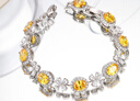 XUPING旭平首饰合金时尚【四叶花】彩宝系列镶嵌人造石手链送礼饰品 黄色 实拍图