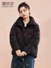 雪中飞短款羽绒服女时尚小个子休闲百搭舒适立领加厚保暖外套 黑色 XL 实拍图