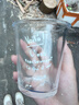 高颜值网红ins风矮款玻璃杯加厚水杯咖啡杯果汁杯冷萃杯子 白色法文印字 340ml 1只 实拍图