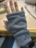 伯希和户外抓绒手套秋冬男女半指保暖骑行跑步运动加厚手套16043104灰M 实拍图
