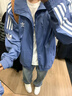 adidas休闲简约三条纹梭织立领夹克外套男装秋季阿迪达斯三叶草 深蓝(推荐选大一码)   2XL 实拍图
